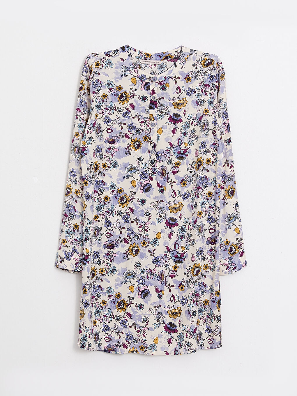 LCW Grace Bisiklet Yaka Desenli Uzun Kollu Poplin Kadın Tunik -W26257Z8-F9C