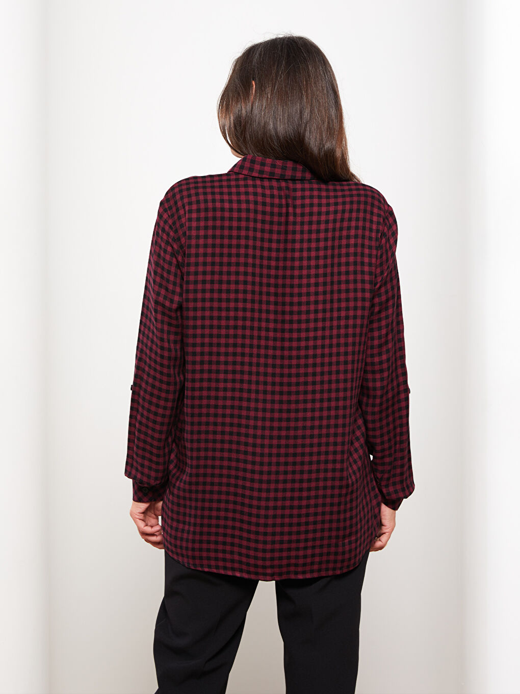 LCW Grace Buttoned Plaid Long Sleeve Gabardine Women's Shirt -W26263Z8-LLH