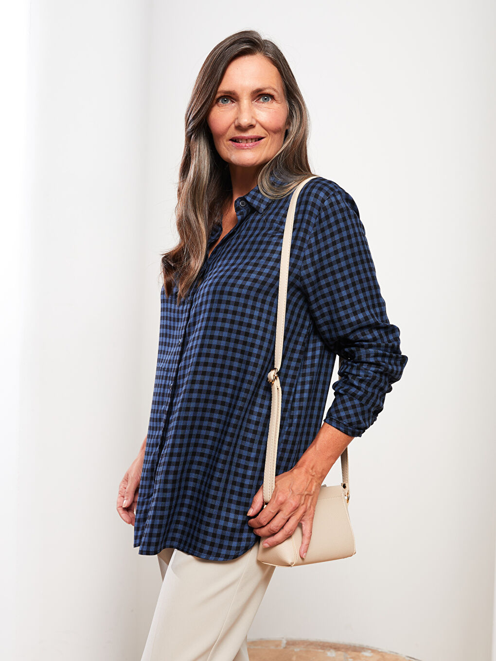 Әйелдерге арналған торлы ұзын жеңді саржа жейде-2