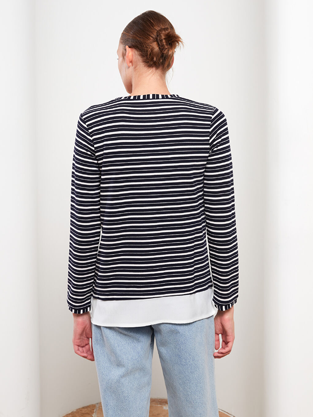 LCWAIKIKI Basic Crew Neck Striped Long Sleeve Women's Blouse -W26268Z8-E1J