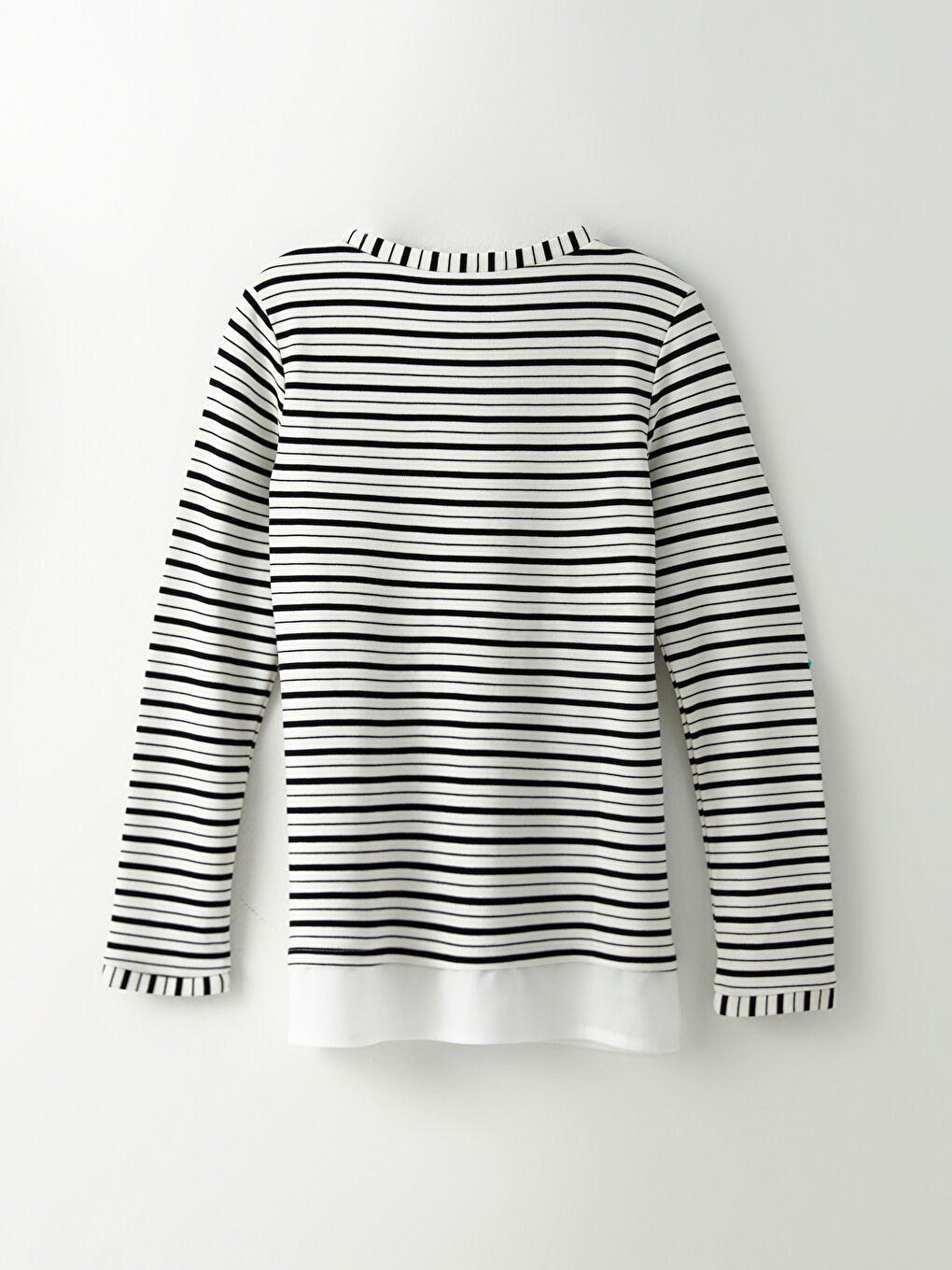 Ekru Bisiklet Yaka Çizgili Uzun Kollu Kadın Bluz-7