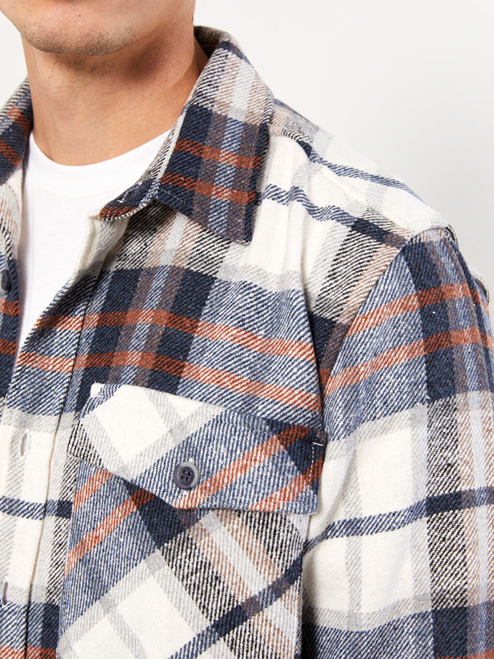 XSIDE Regular Fit Long Sleeve Plaid Men's Flannel Shirt -W26278Z8-LMR