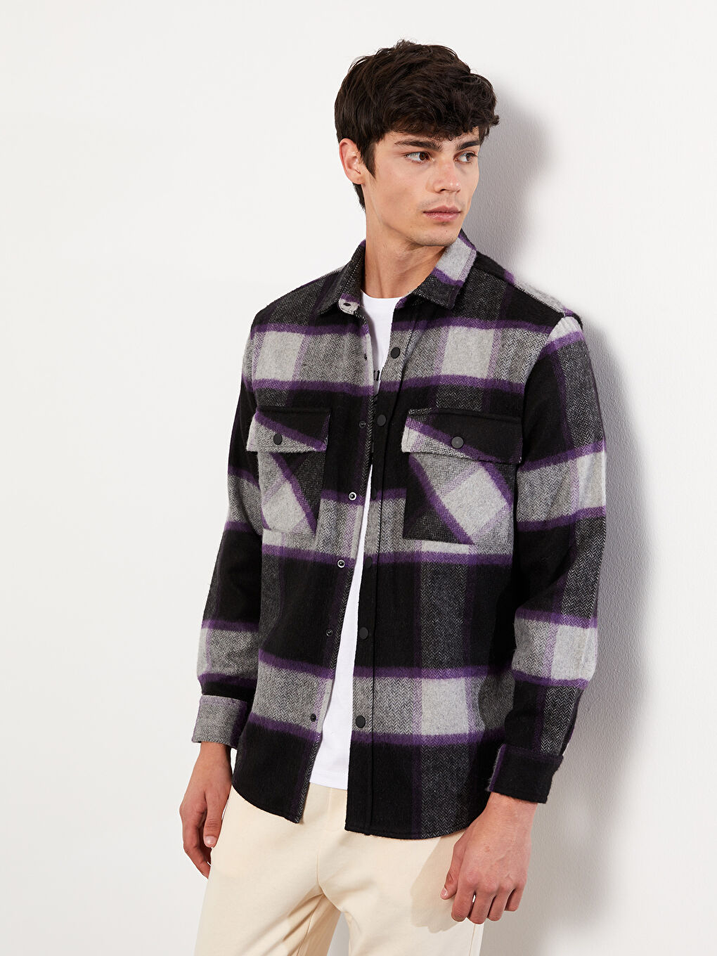 XSIDE Regular Fit Long Sleeve Plaid Men's Shirt -W26283Z8