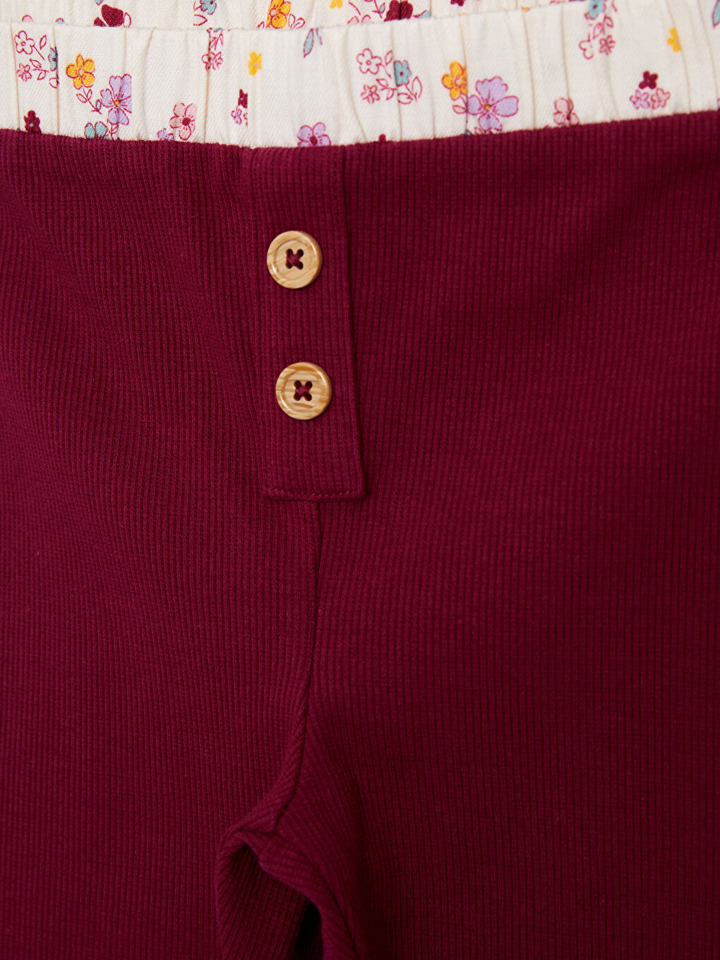 Bebe Collar Long Sleeve Printed Baby Girl Sweatshirt and Trousers 2-Pack Set-3