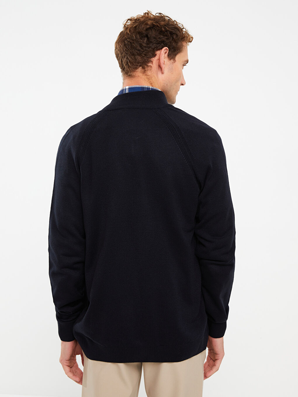 Regular Fit Funnel Neck Men's Knit Cardigan-3