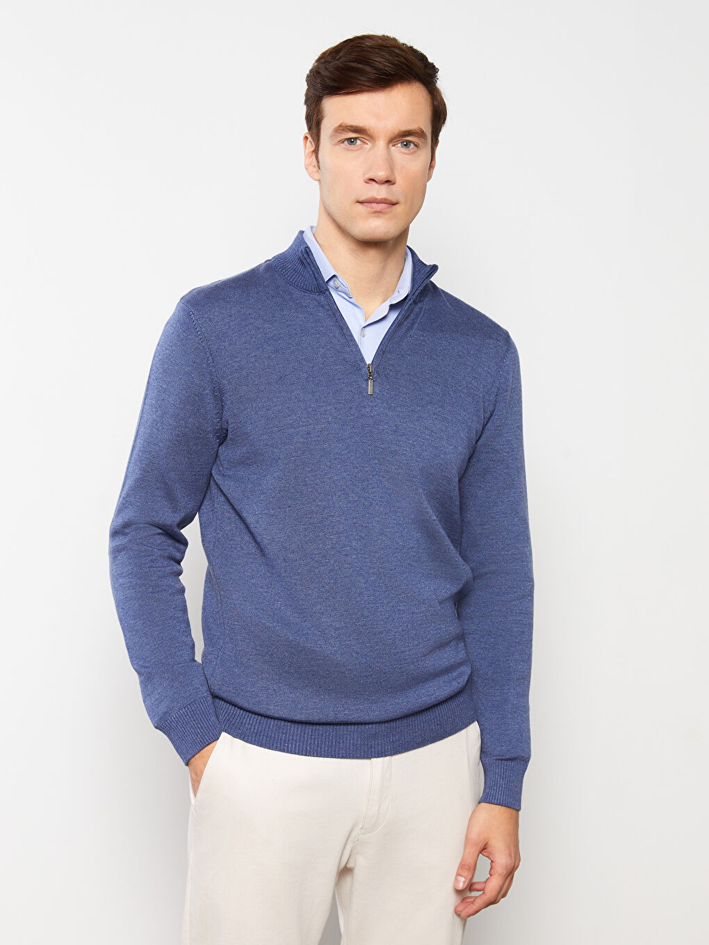 Светр з коміром-воронкою та довгим рукавом для чоловіків-1