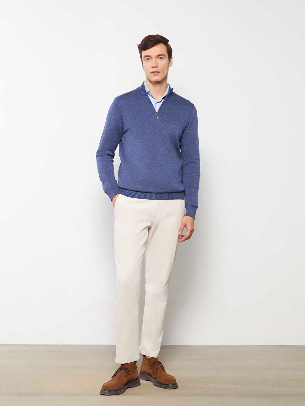 Светр з коміром-воронкою та довгим рукавом для чоловіків-2