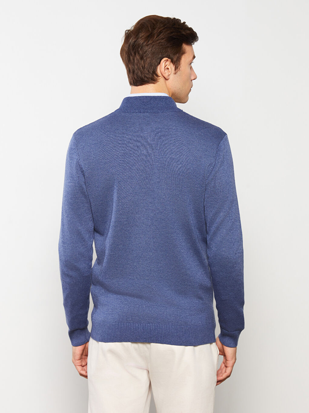 Светр з коміром-воронкою та довгим рукавом для чоловіків-4