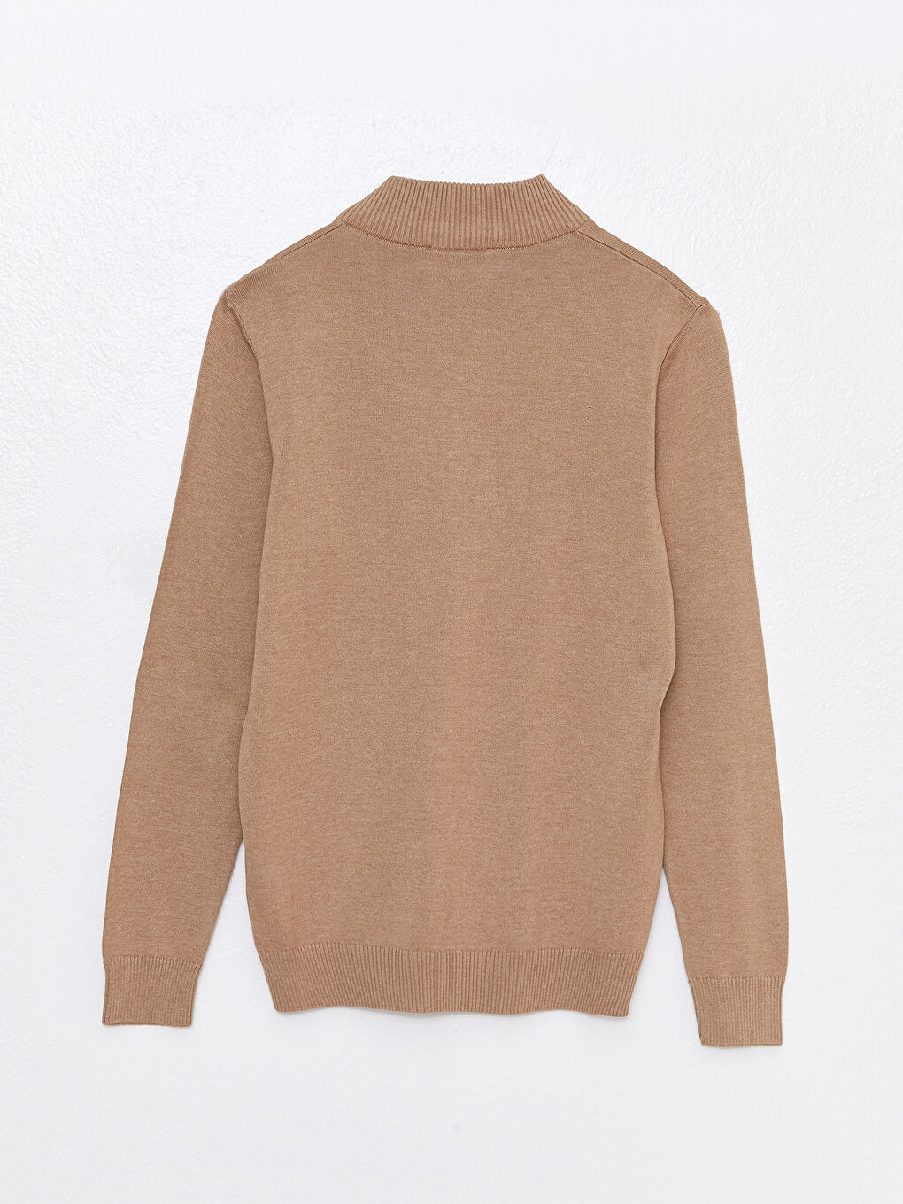 Bej Dik Yaka Uzun Kollu Erkek Triko Kazak-5