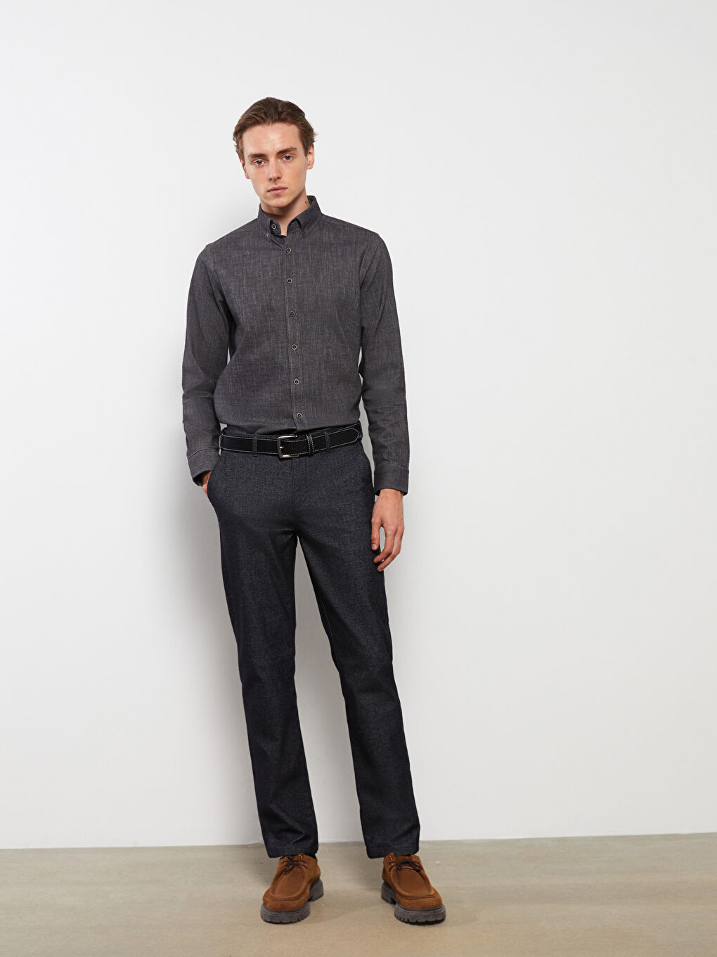 Muška košulja dugih rukava regularnog kroja od gabardena-2