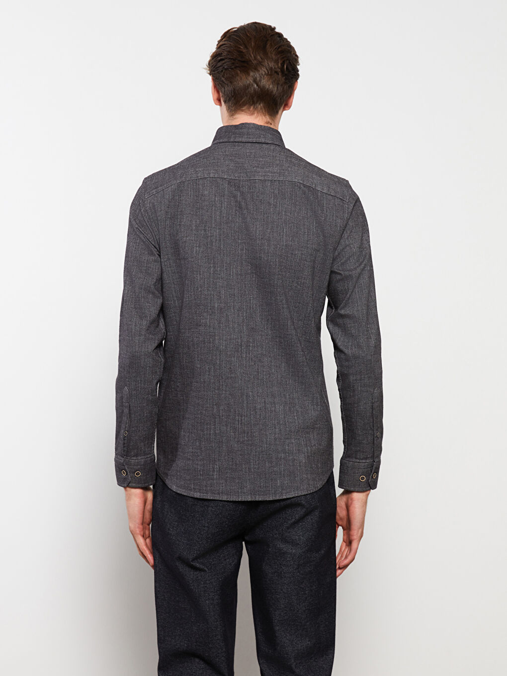 Muška košulja dugih rukava regularnog kroja od gabardena-4