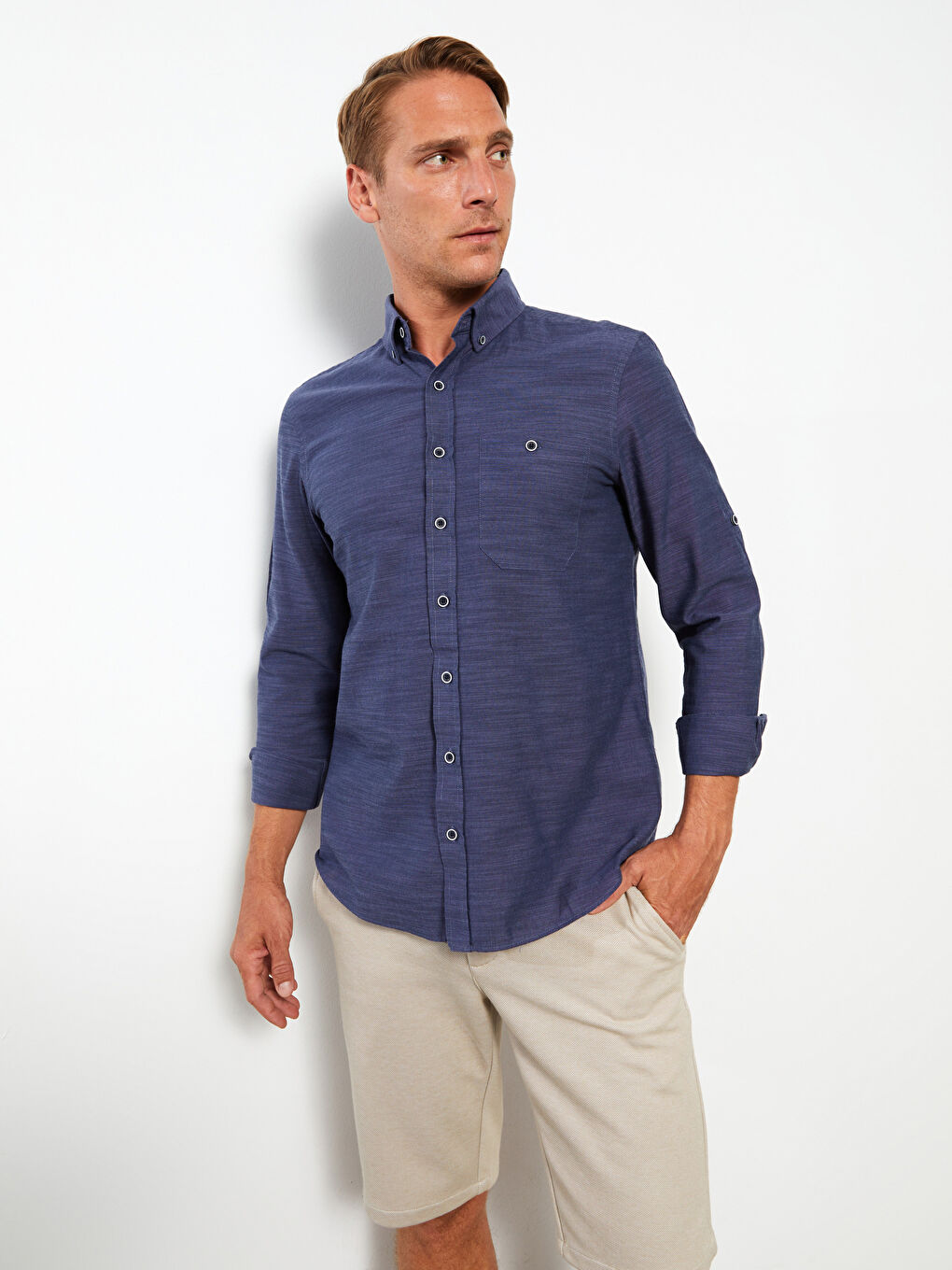Regular Fit Long Sleeve Patterned Men's Shirt