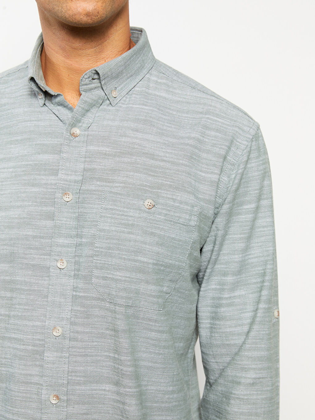 Yeşil Regular Fit Uzun Kollu Desenli Erkek Gömlek-3