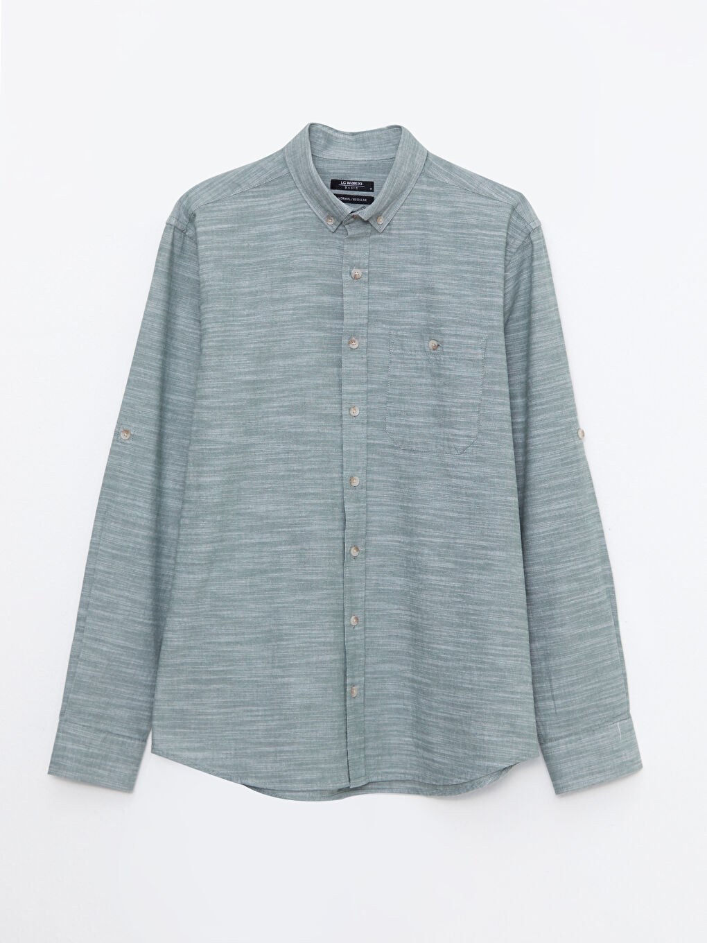 Yeşil Regular Fit Uzun Kollu Desenli Erkek Gömlek-5