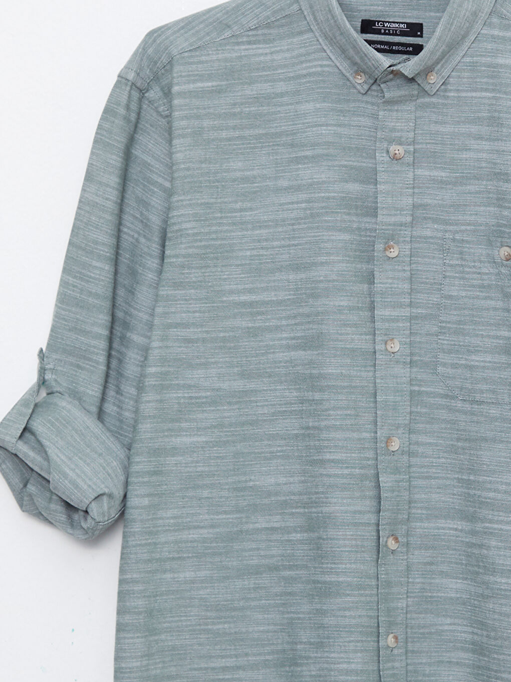 Yeşil Regular Fit Uzun Kollu Desenli Erkek Gömlek-7