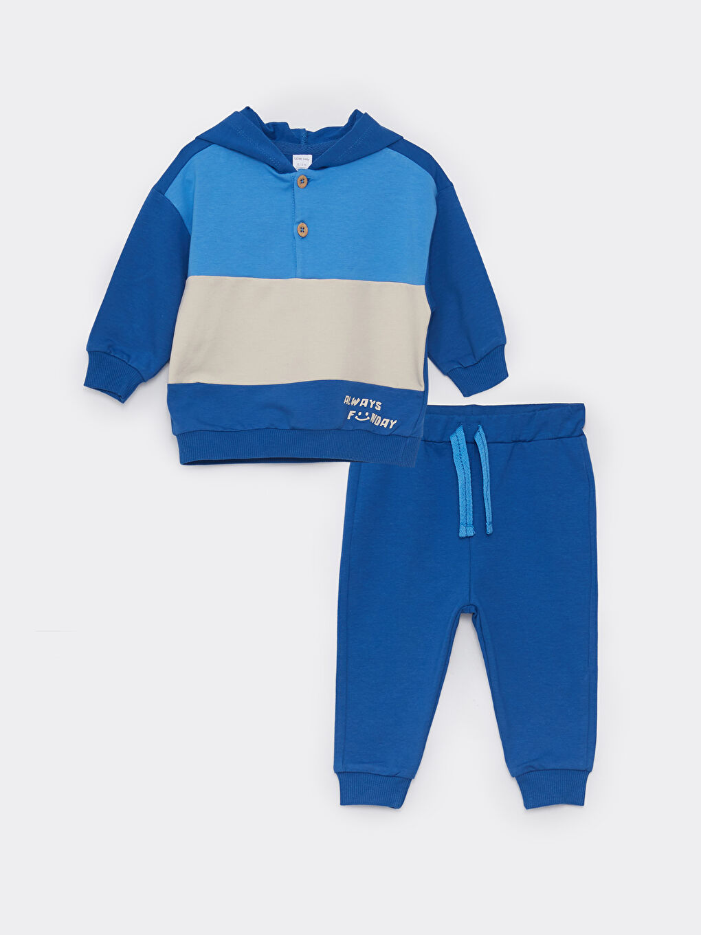 Hooded Long Sleeve Color Block Baby Boy Sweatshirt and Trousers 2 Pack