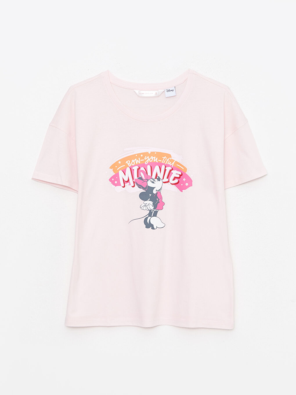 Crew Neck Minnie Mouse Printed Short Sleeve Cotton Women's Pajamas Set-4