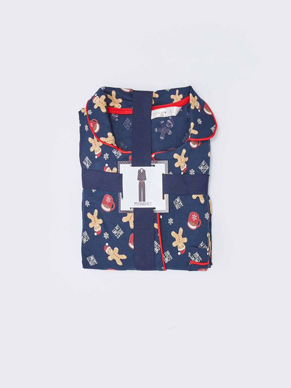 Shirt-Kragen Neujahrsmotiv Langarm Baumwolle Pyjama-Set für Damen-5