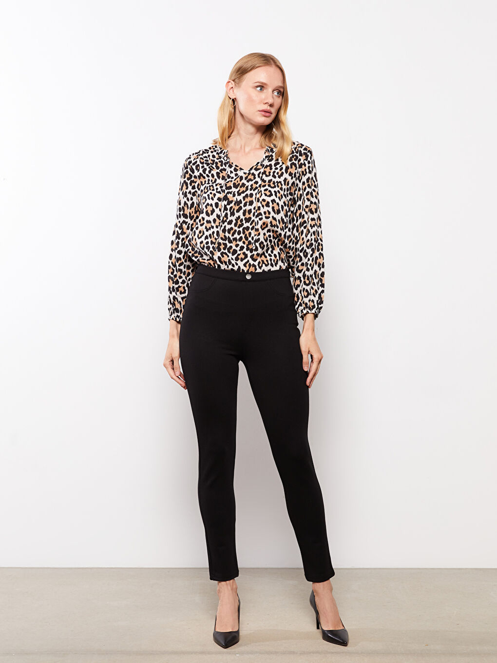 LCWAIKIKI Basic Siyah Kadın Skinny Fit Düz Pantolon - 1