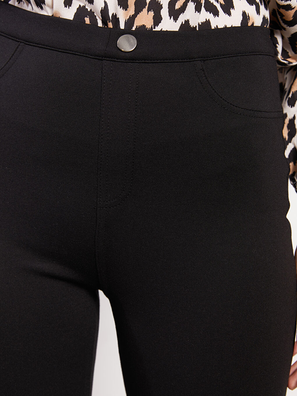 LCWAIKIKI Basic Siyah Kadın Skinny Fit Düz Pantolon - 3