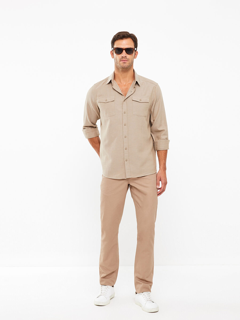 Regular Fit Long Sleeve Gabardine Men's Shirt-1