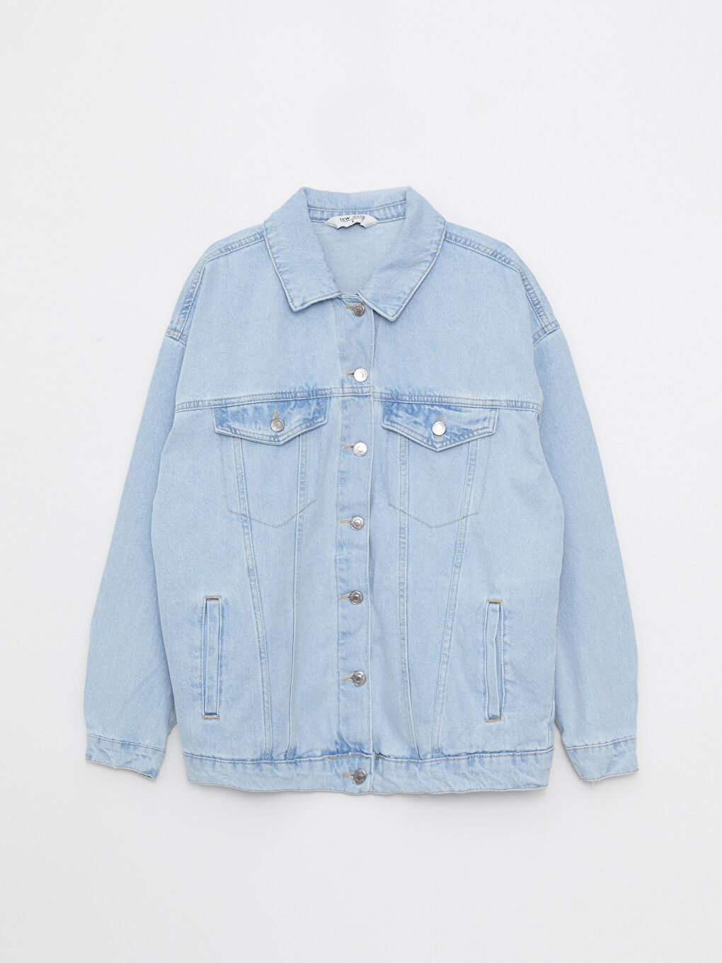 İndigo Gömlek Yaka Kadın Jean Ceket-4