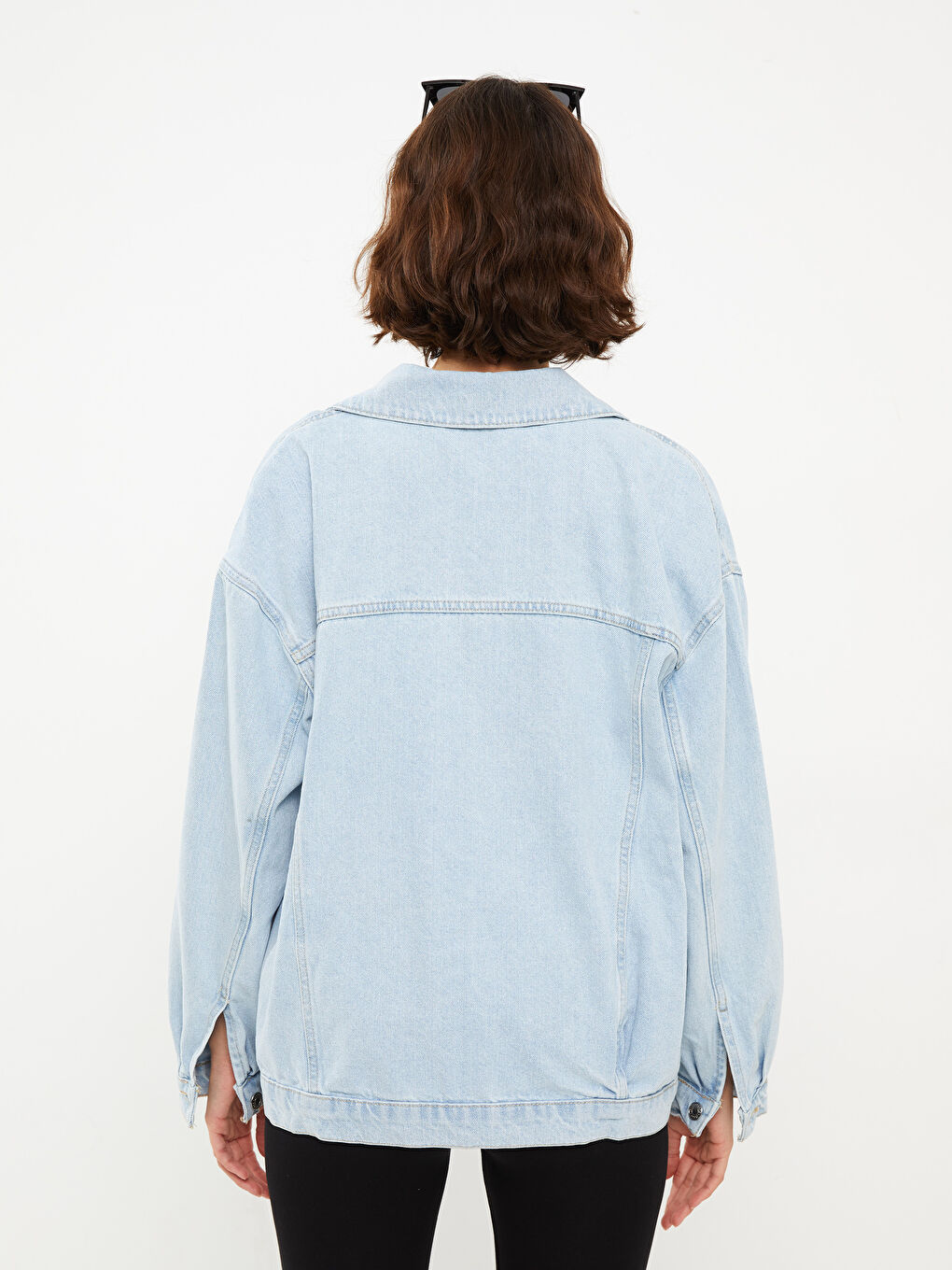 İndigo Gömlek Yaka Kadın Jean Ceket-3
