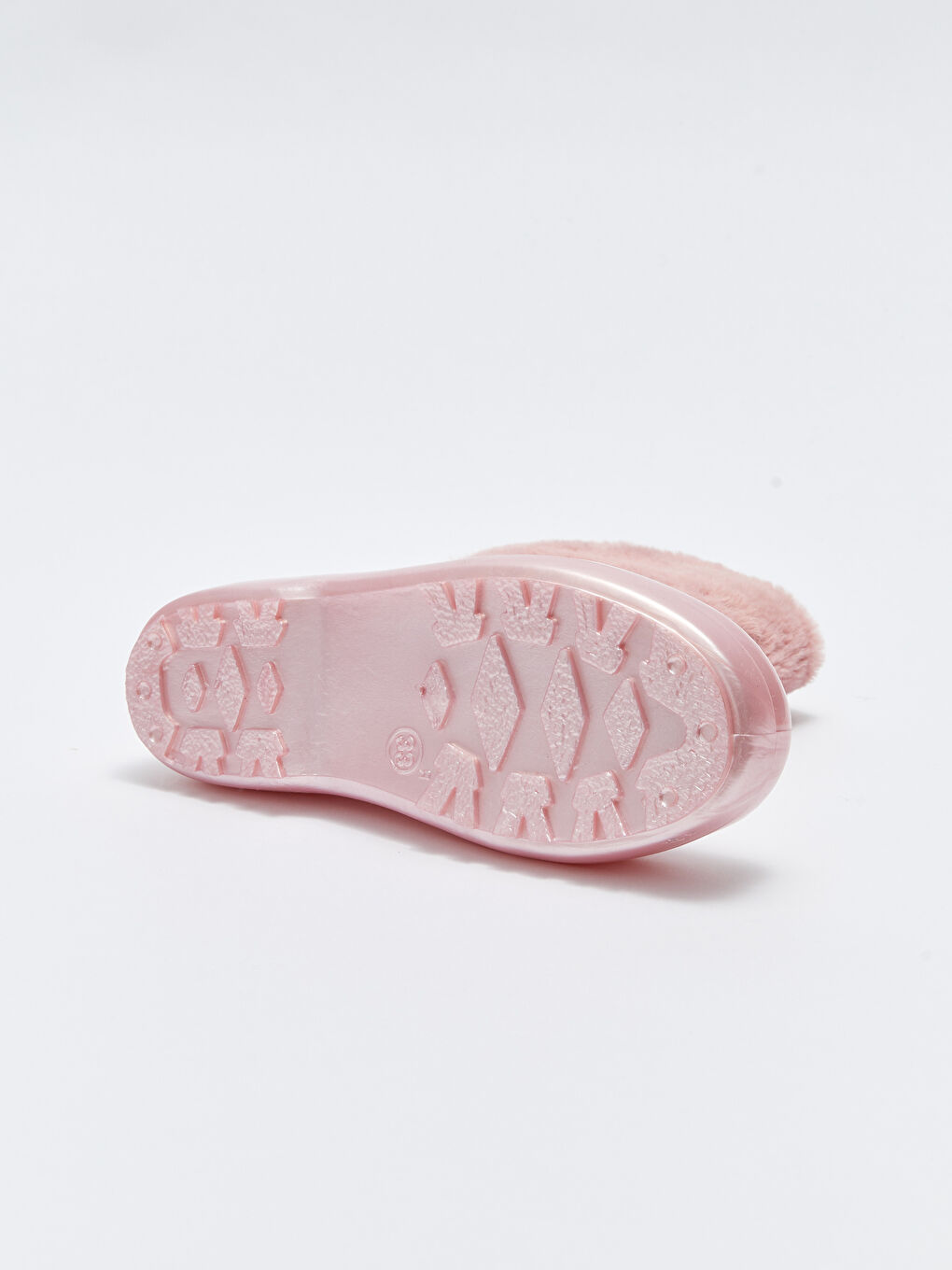 Pembe Parlak Görünümlü Kürk Detaylı Kız Çocuk Yağmur Botu-3