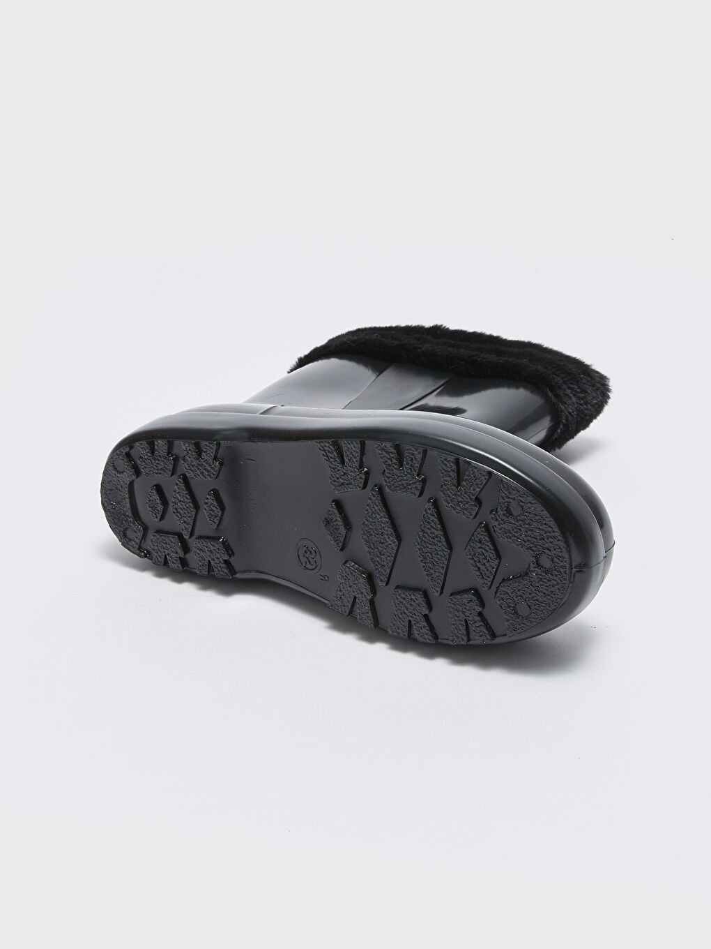 Siyah Parlak Görünümlü Kürk Detaylı Kız Çocuk Yağmur Botu-3