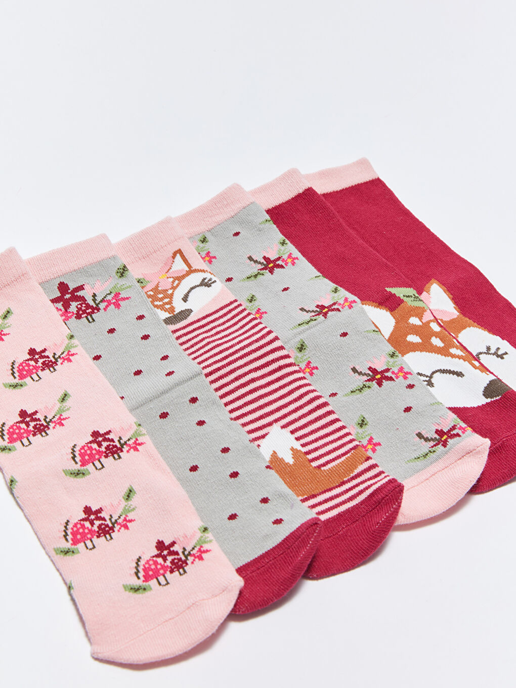 Patterned Girls' Ankle Socks 5 Pack-2