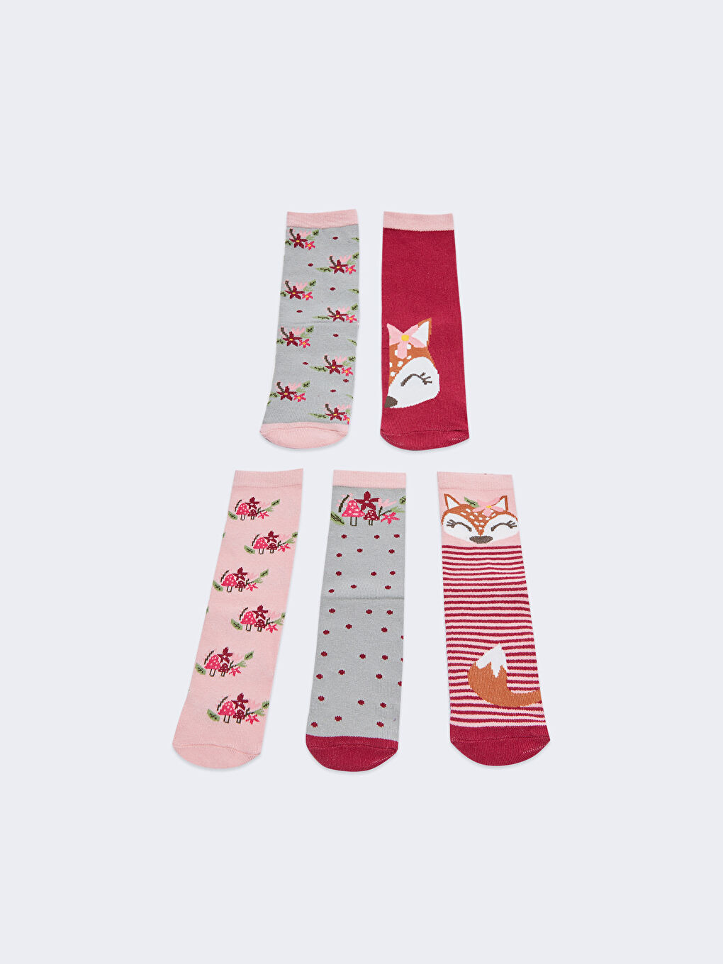 Patterned Girls' Ankle Socks 5 Pack