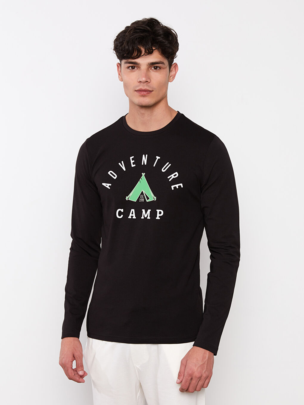 Crew Neck Long Sleeve Printed Men's T-Shirt