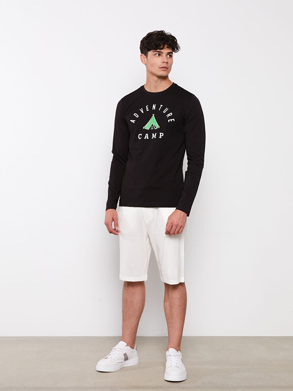 Crew Neck Long Sleeve Printed Men's T-Shirt-2