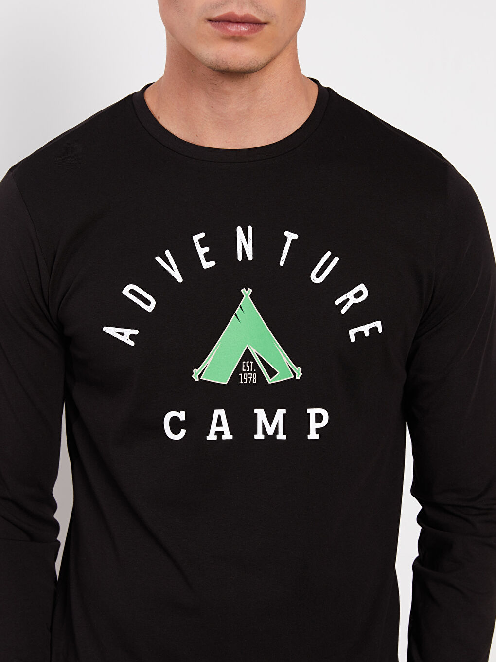 Crew Neck Long Sleeve Printed Men's T-Shirt-3