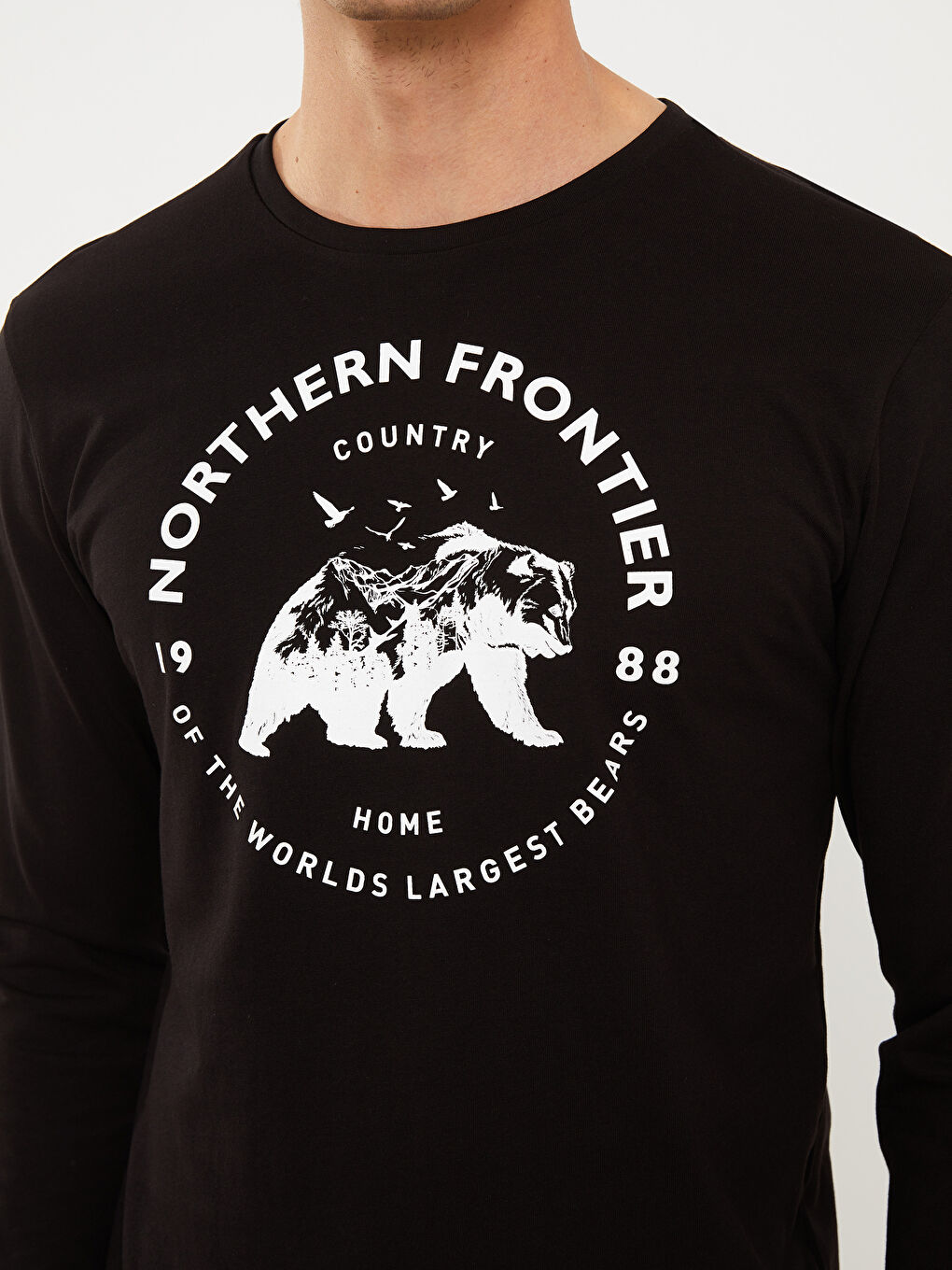 تيشيرت كم طويل مطبوع بياقة دائرية للرجال-3