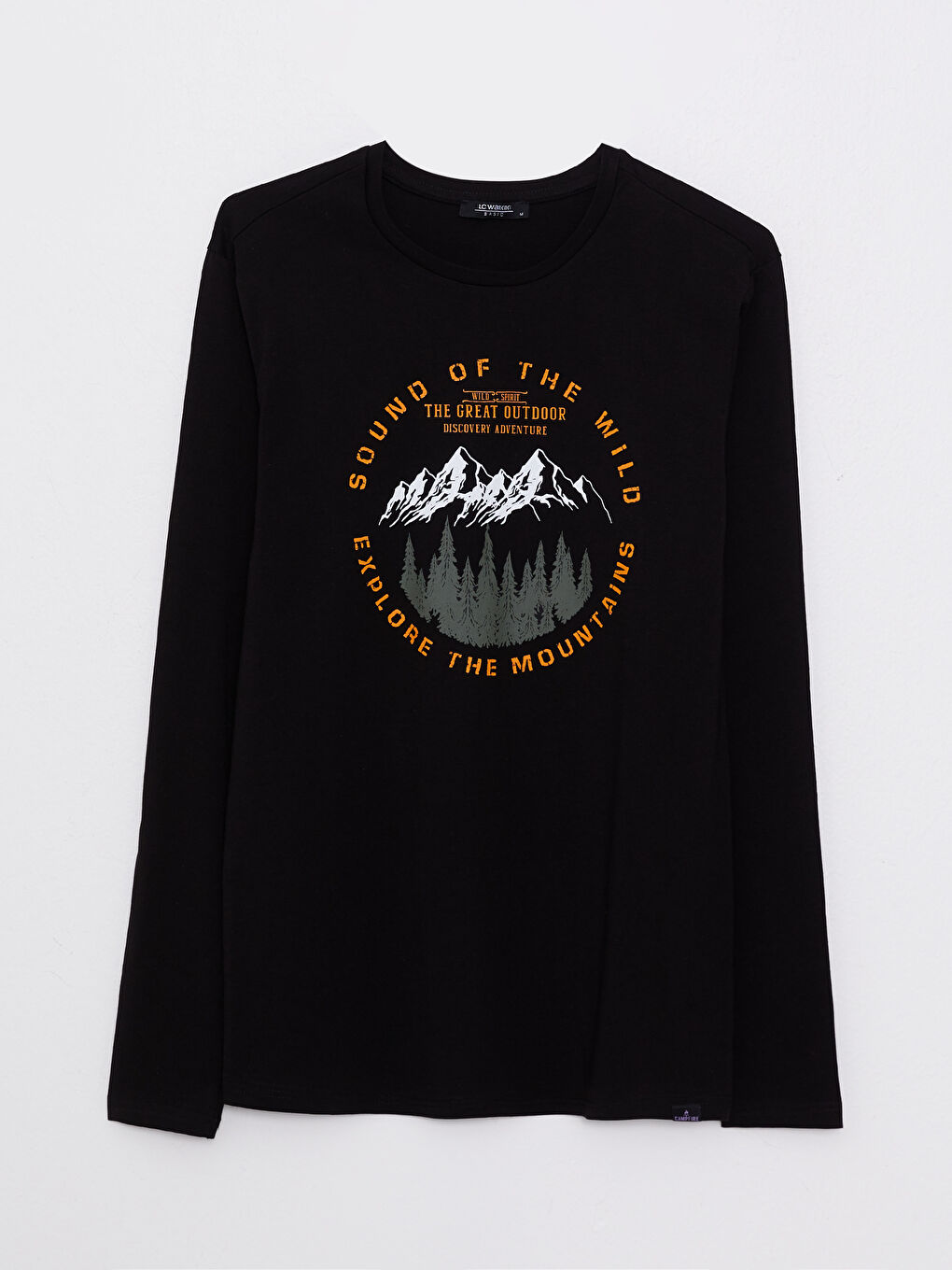 Crew Neck Long Sleeve Printed Men's T-Shirt-5