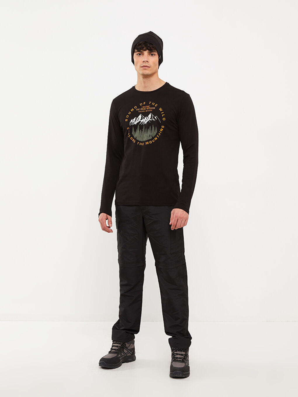 Crew Neck Long Sleeve Printed Men's T-Shirt-2