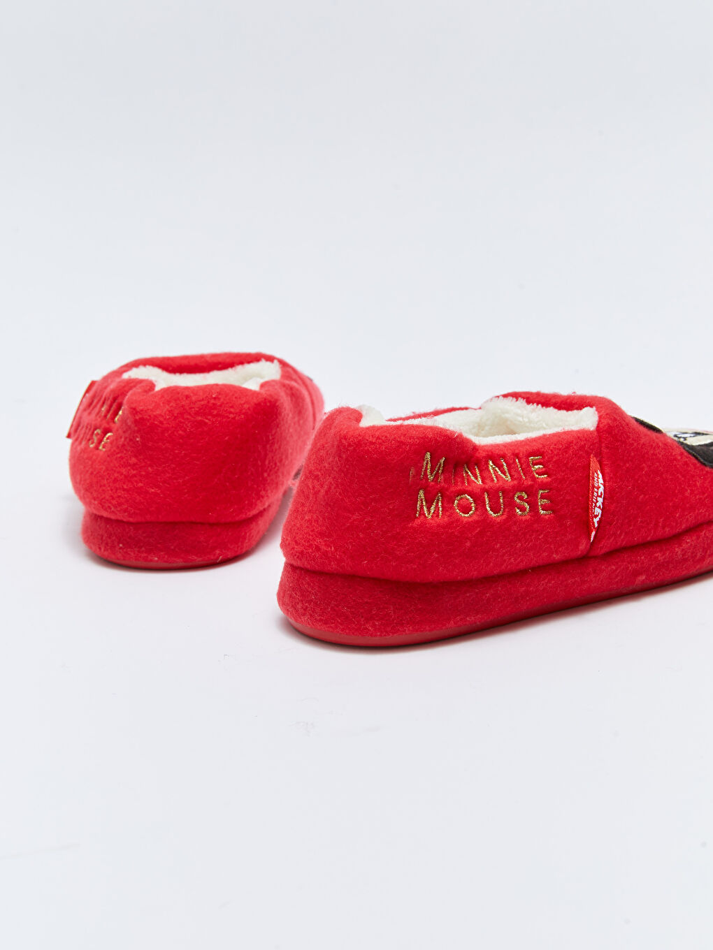 Kırmızı Minnie Mouse Lisanslı Pelüş Kız Çocuk Ev Ayakkabısı-4