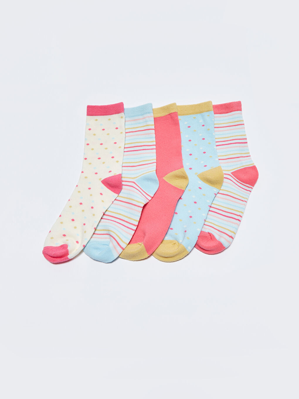 LCW Kids Patterned Girls' Ankle Socks 5 Pack -W26431Z4-J0E