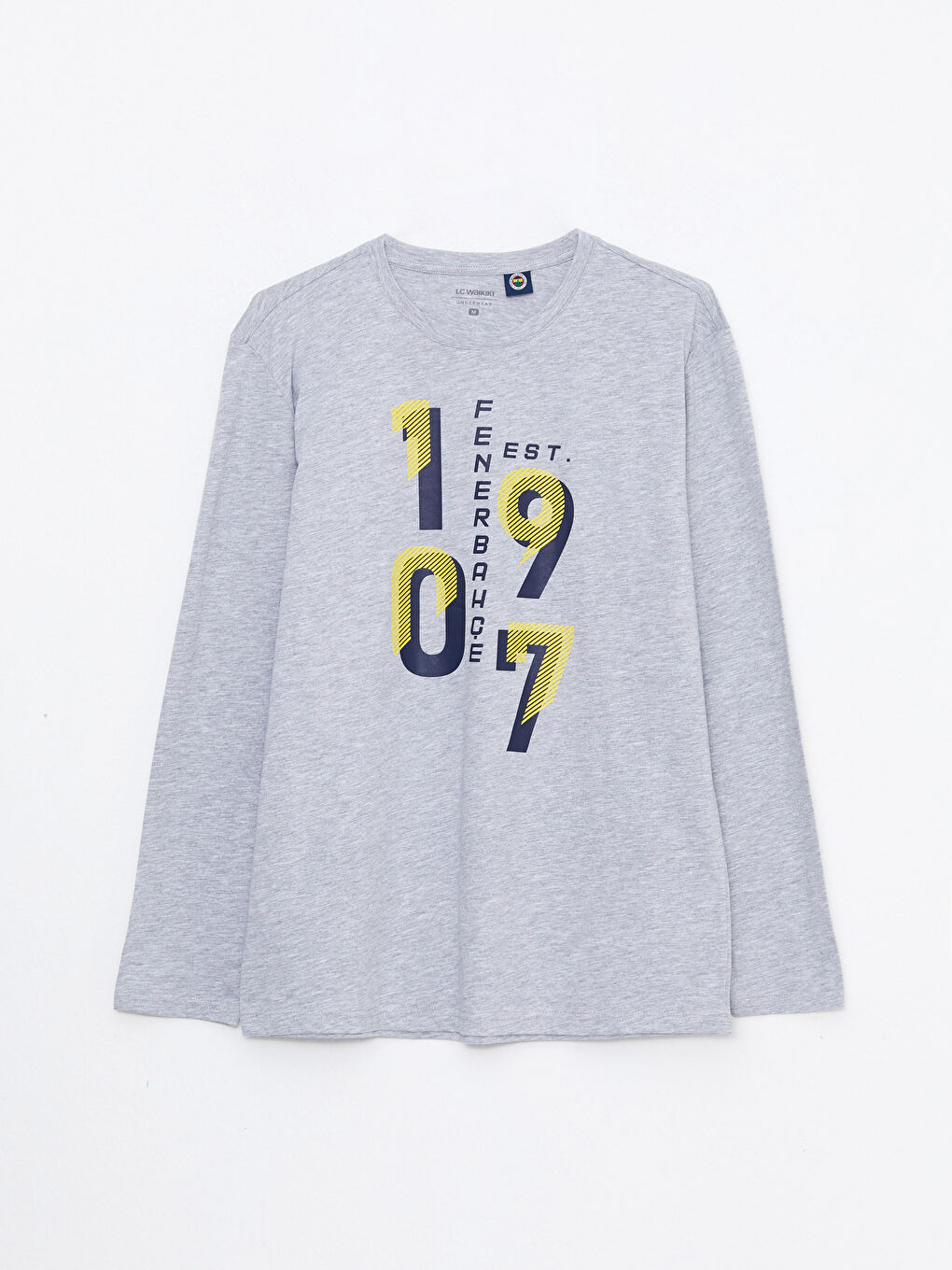 Gri Standart Kalıp Fenerbahçe Baskılı Erkek Taraftar Pijama Takımı-5