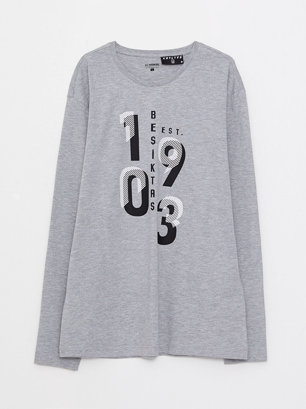 Gri Standart Kalıp Beşiktaş Baskılı Erkek Taraftar Pijama Takımı-6