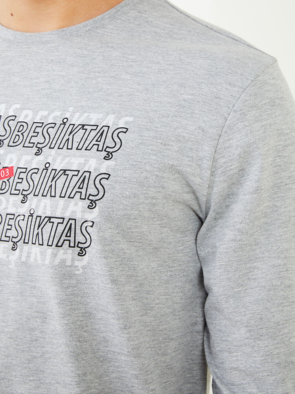 Gri Standart Kalıp Beşiktaş Baskılı Erkek Taraftar Pijama Takımı-3