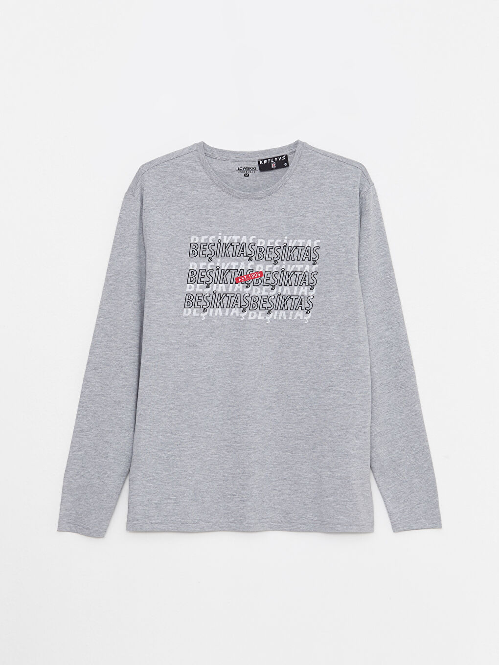 Gri Standart Kalıp Beşiktaş Baskılı Erkek Taraftar Pijama Takımı-6