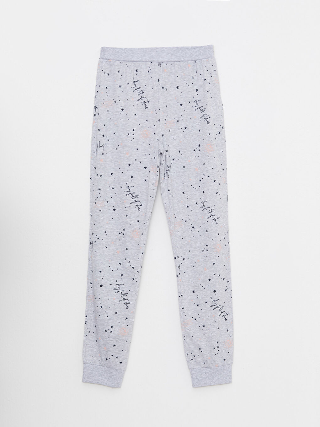 Gri Bağlamalı Yaka Desenli Kadın Pijama Takımı-7