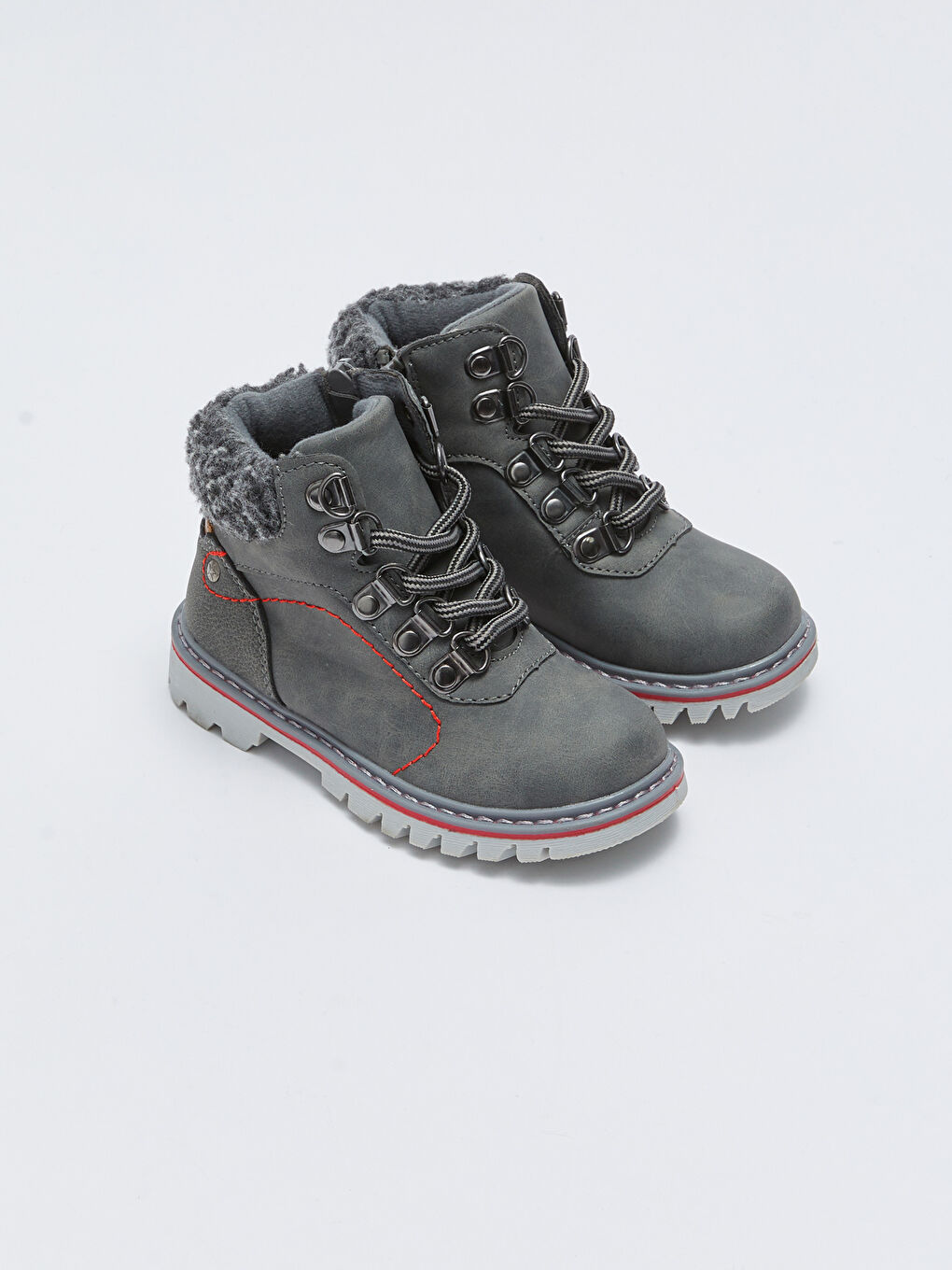 Leather Look Lace-Up and Zipper Baby Boy Boots