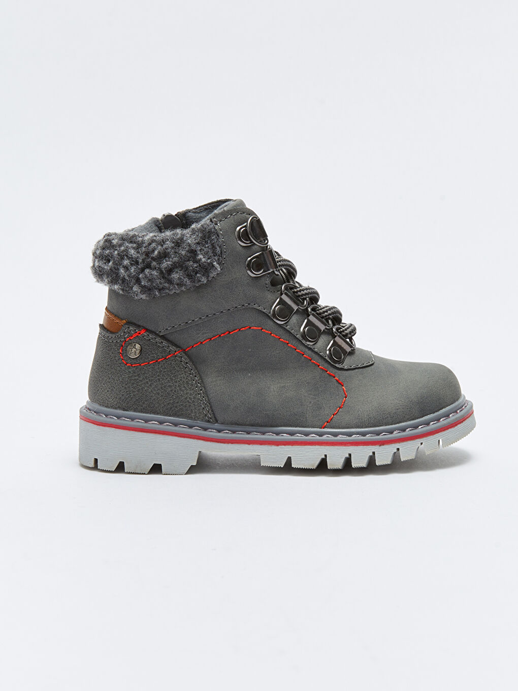 Leather Look Lace-Up and Zipper Baby Boy Boots-1