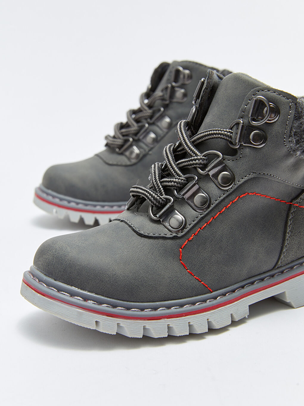 Leather Look Lace-Up and Zipper Baby Boy Boots-2