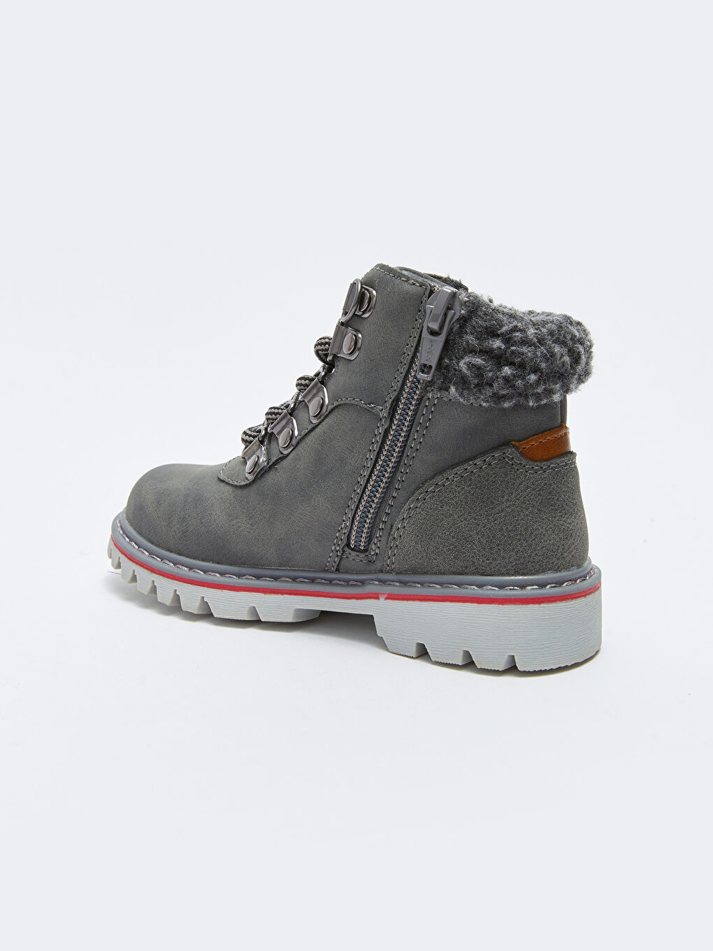 Leather Look Lace-Up and Zipper Baby Boy Boots-5