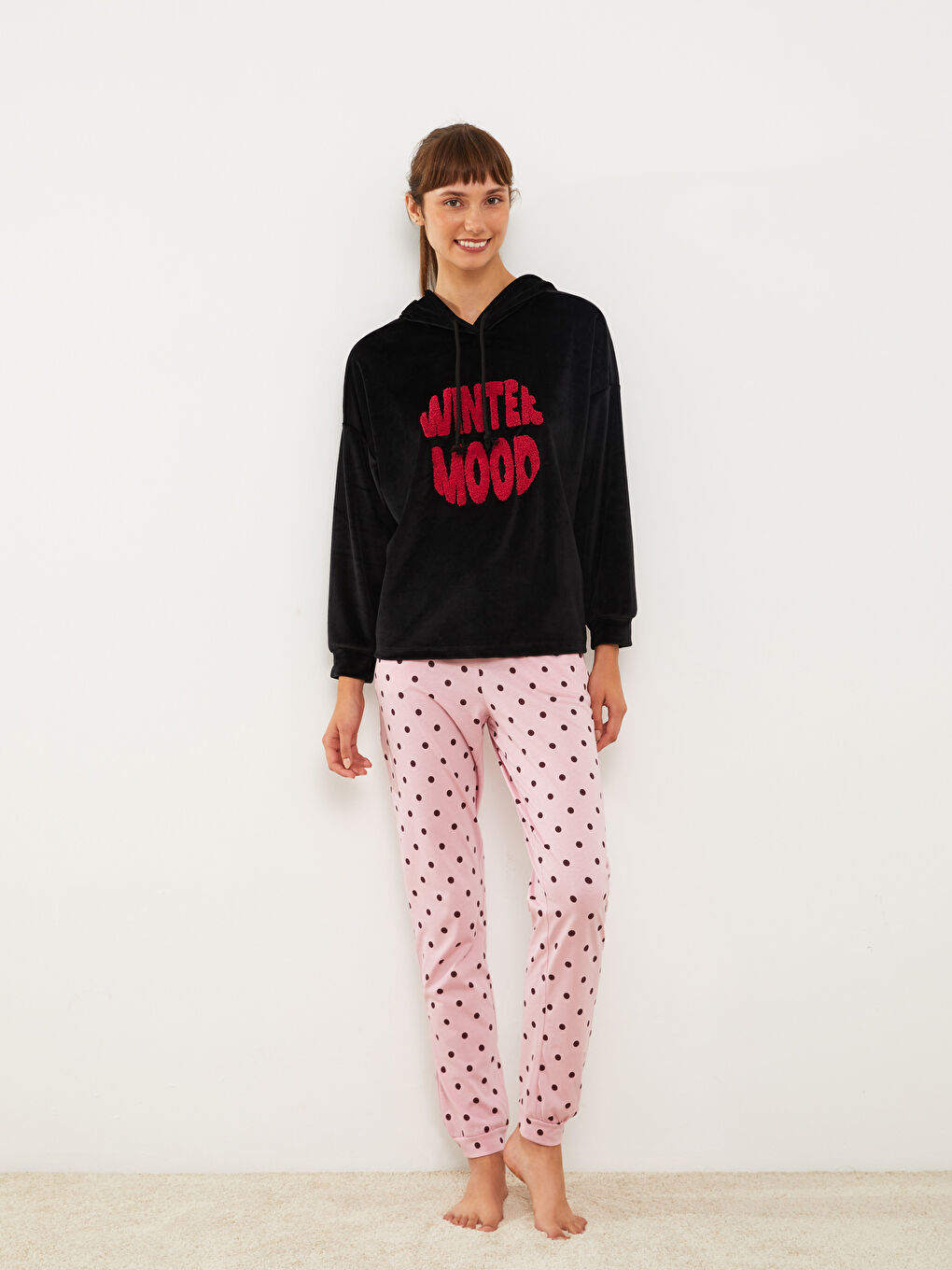 Elastic Waist Polka Dot Viscose Women's Pajama Bottoms