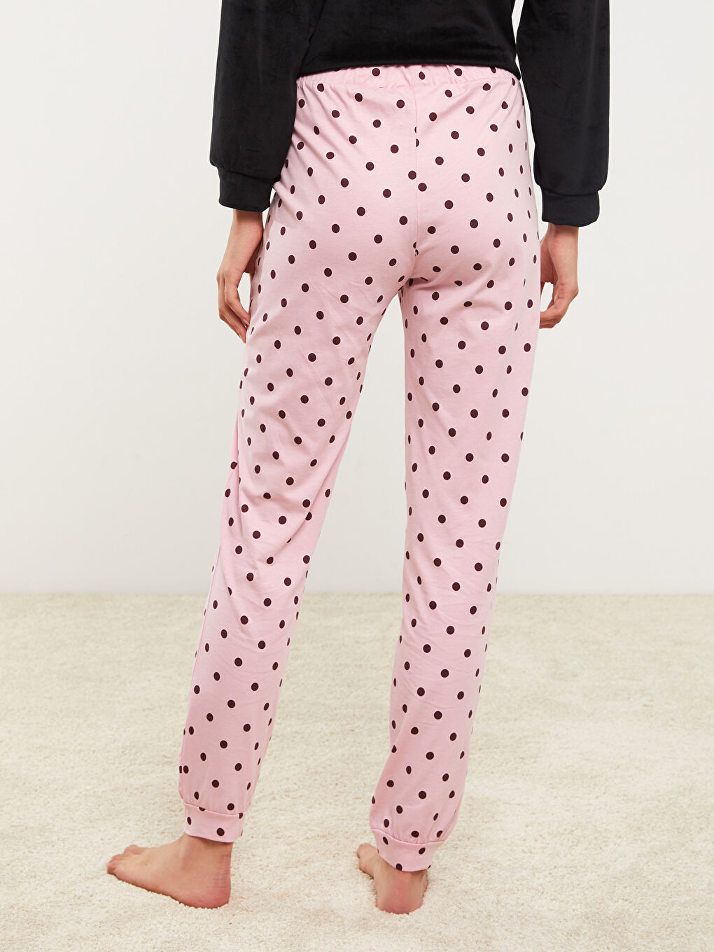 Elastic Waist Polka Dot Viscose Women's Pajama Bottoms-4